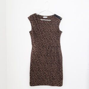 Calvin Klein Leopard Print Sheath Dress in Black and Brown 6